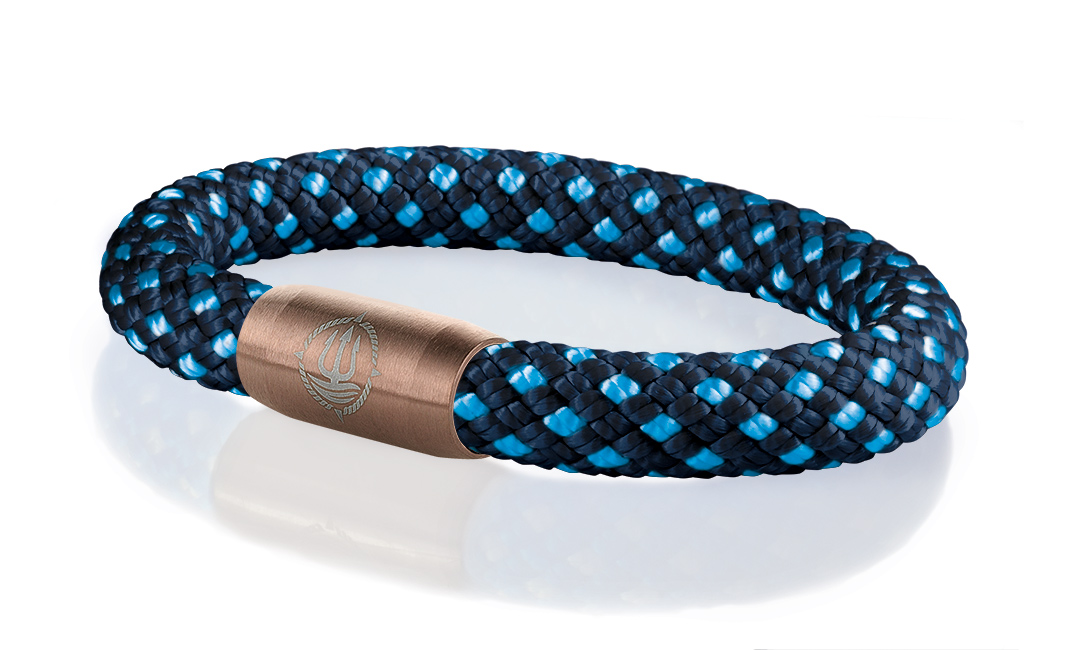 Bild von Segeltau Armband "Hiddensee" navyblau-blau