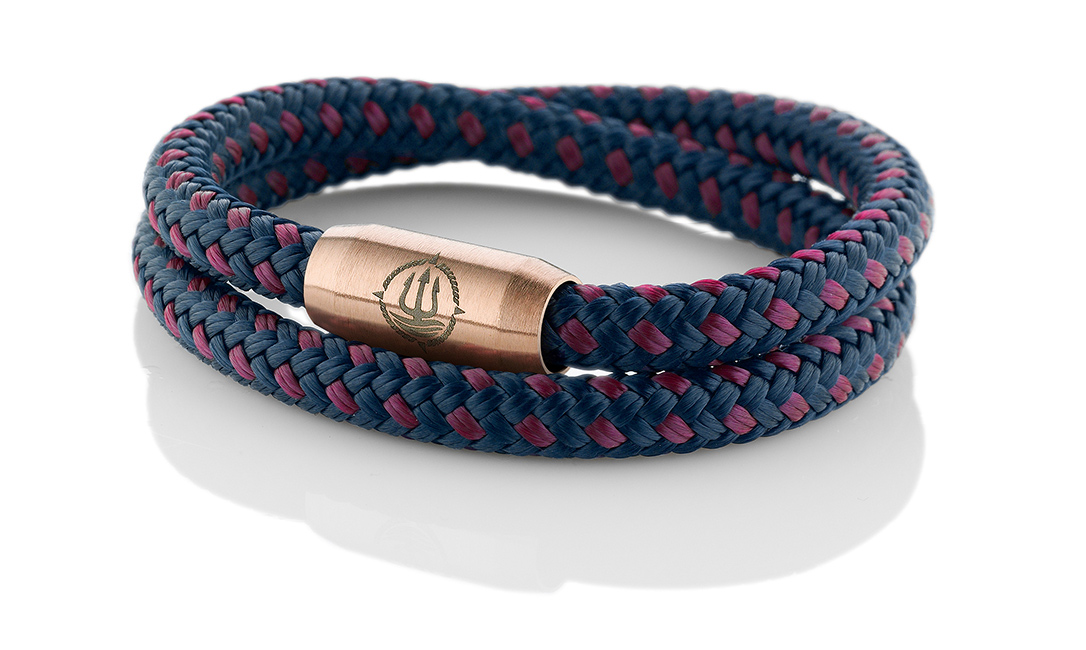 Bild von Segeltau Armband "Hiddensee" navyblau-bordeaux