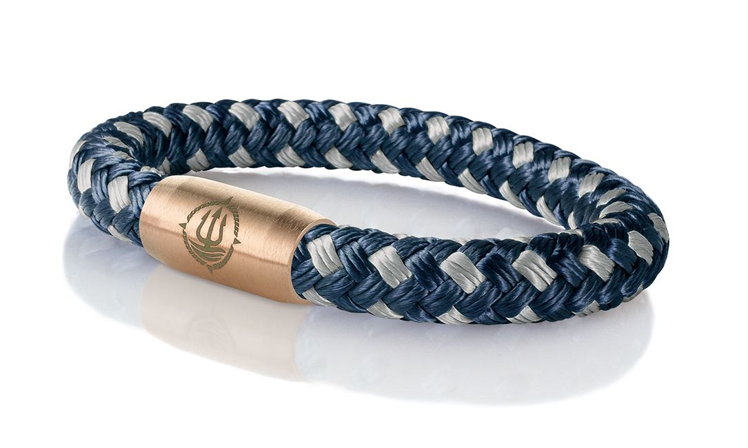 Bild von Segeltau Armband "Hiddensee" navyblau-grau