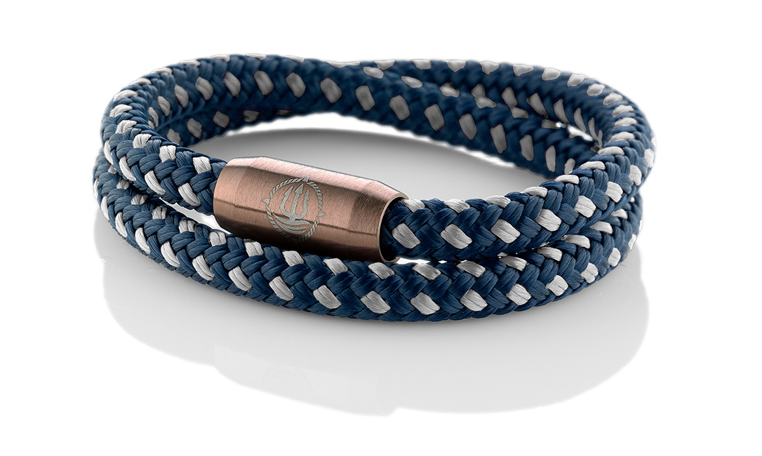 Bild von Segeltau Armband "Hiddensee" navyblau-grau