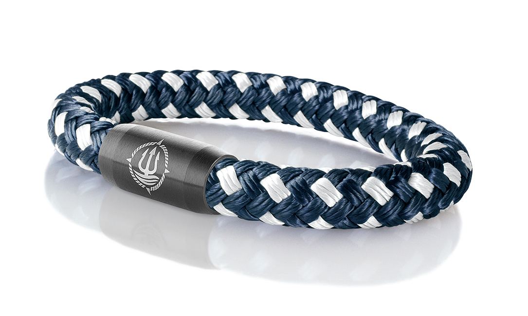 Bild von Segeltau Armband "Hiddensee" navyblau-weiß