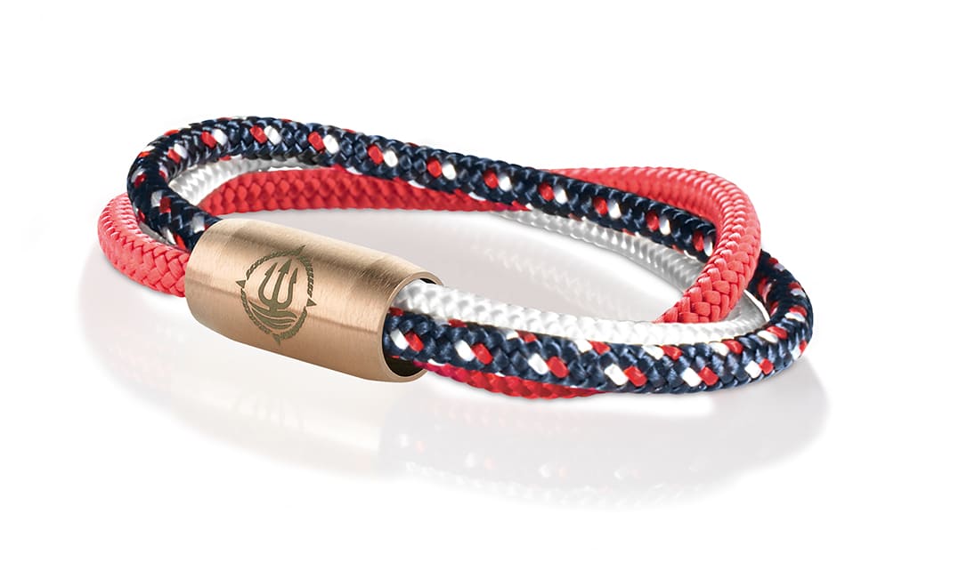 Bild von Segeltau Armband "Trinidad" navyblau-rot-weiß