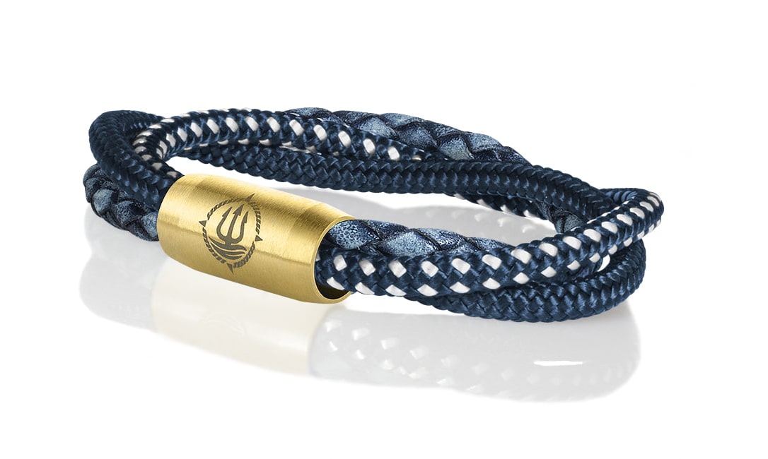 Bild von Leder & Segeltau Armband "Trinidad" navy blau