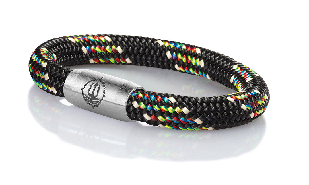 Bild von Segeltau Armband "Rainbow" schwarz multifarben