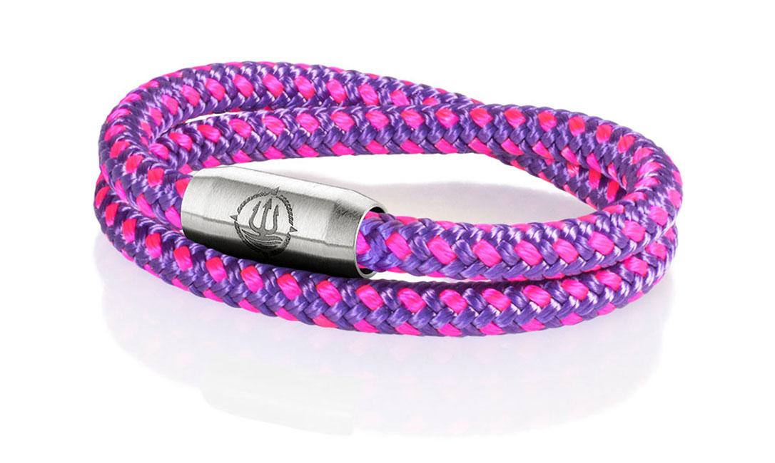 Bild von Segeltau Armband "Hiddensee" lila-pink