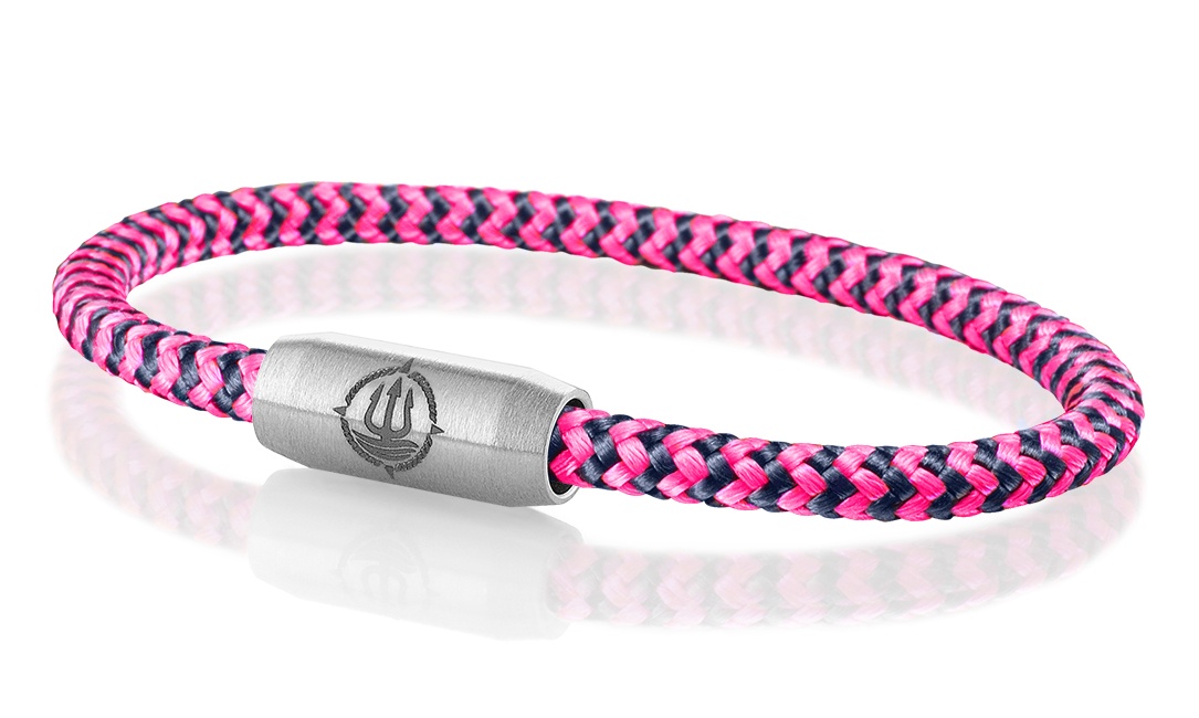 Bild von Segeltau Armband "Pellworm" navyblau/pink