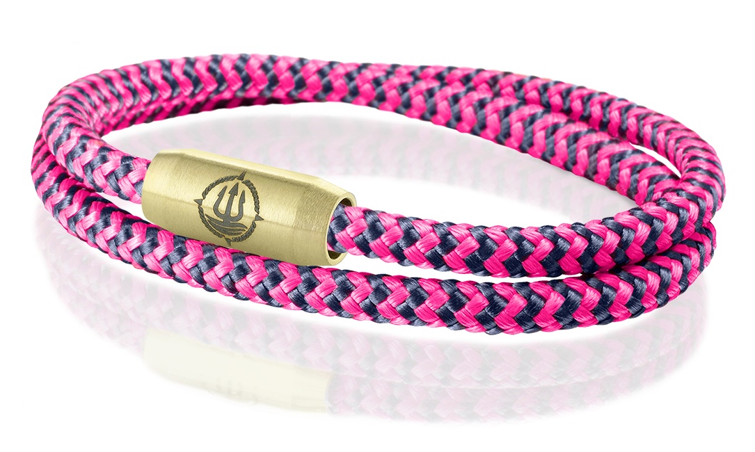 Bild von Segeltau Armband "Pellworm" navyblau/pink