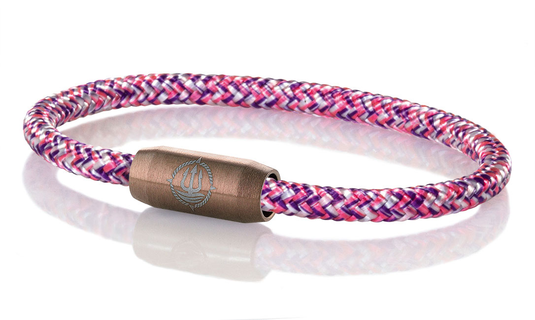 Bild von Segeltau Armband "Fehmarn" fuchsia/lila/ weiß