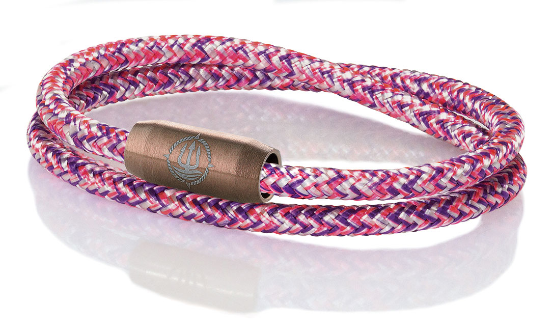 Bild von Segeltau Armband "Fehmarn" fuchsia/lila/ weiß