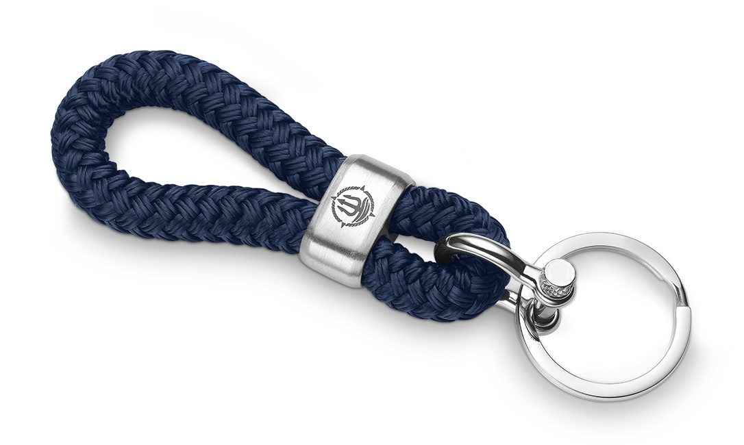 Bild von Seemannsgarn Schlüsselkette Ø 8mm Edelstahl matt navy blau