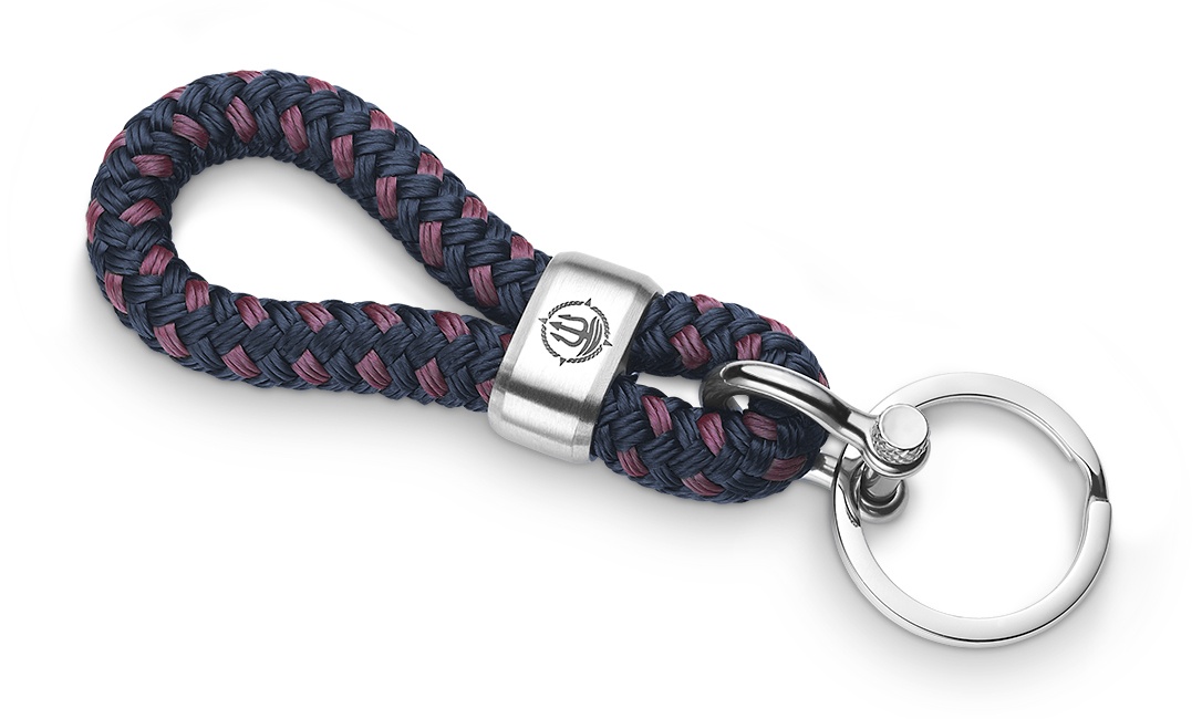 Bild von Seemannsgarn Schlüsselkette Ø 8mm Edelstahl matt navyblau-bordeaux