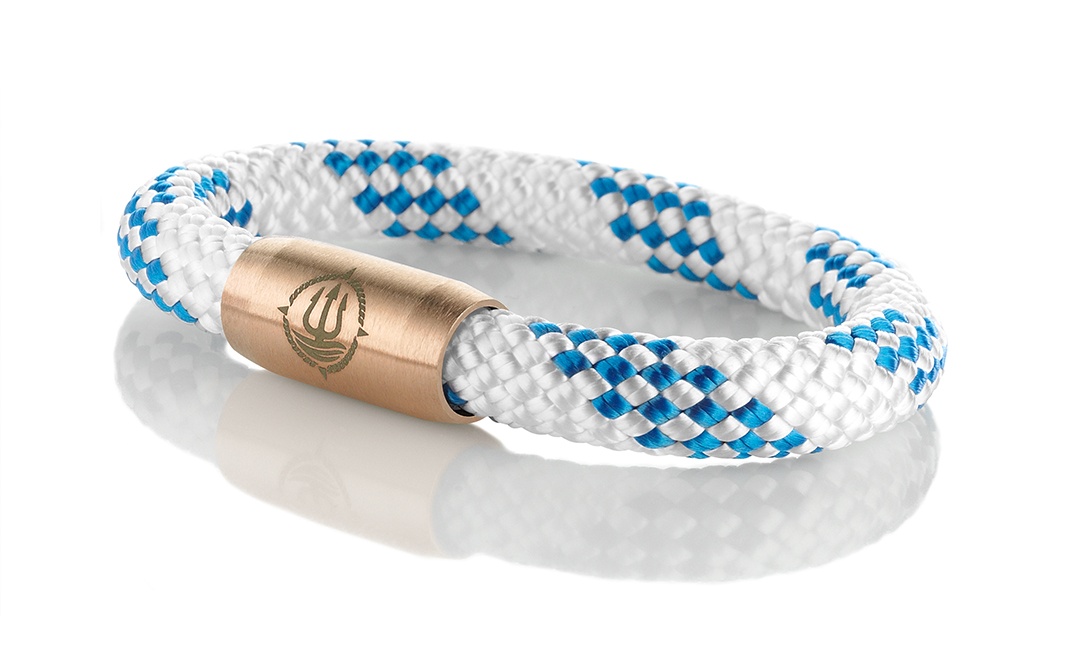 Bild von Segeltau Armband "Rügen" weiß/blau