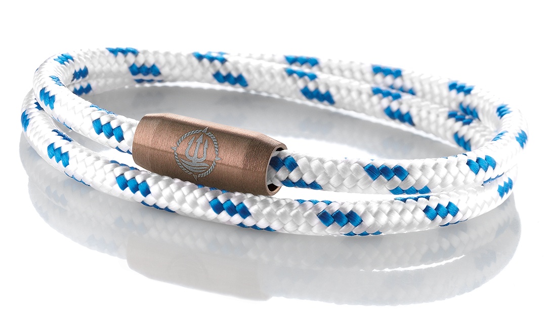 Bild von Segeltau Armband "Rügen" weiß/blau