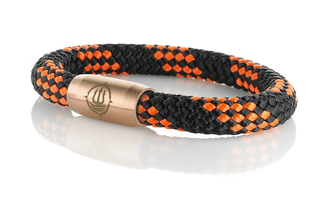 Bild von Segeltau Armband "Usedom" schwarz/orange