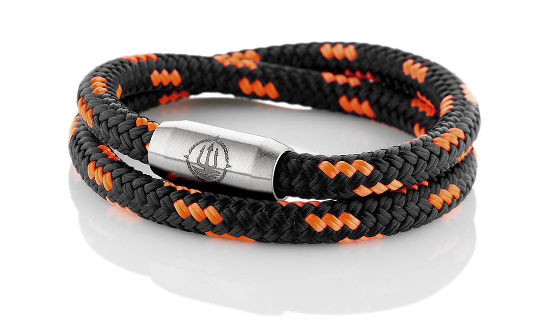 Bild von Segeltau Armband "Usedom" schwarz/orange